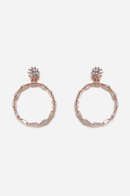 White Bead Work Hoop Earrings