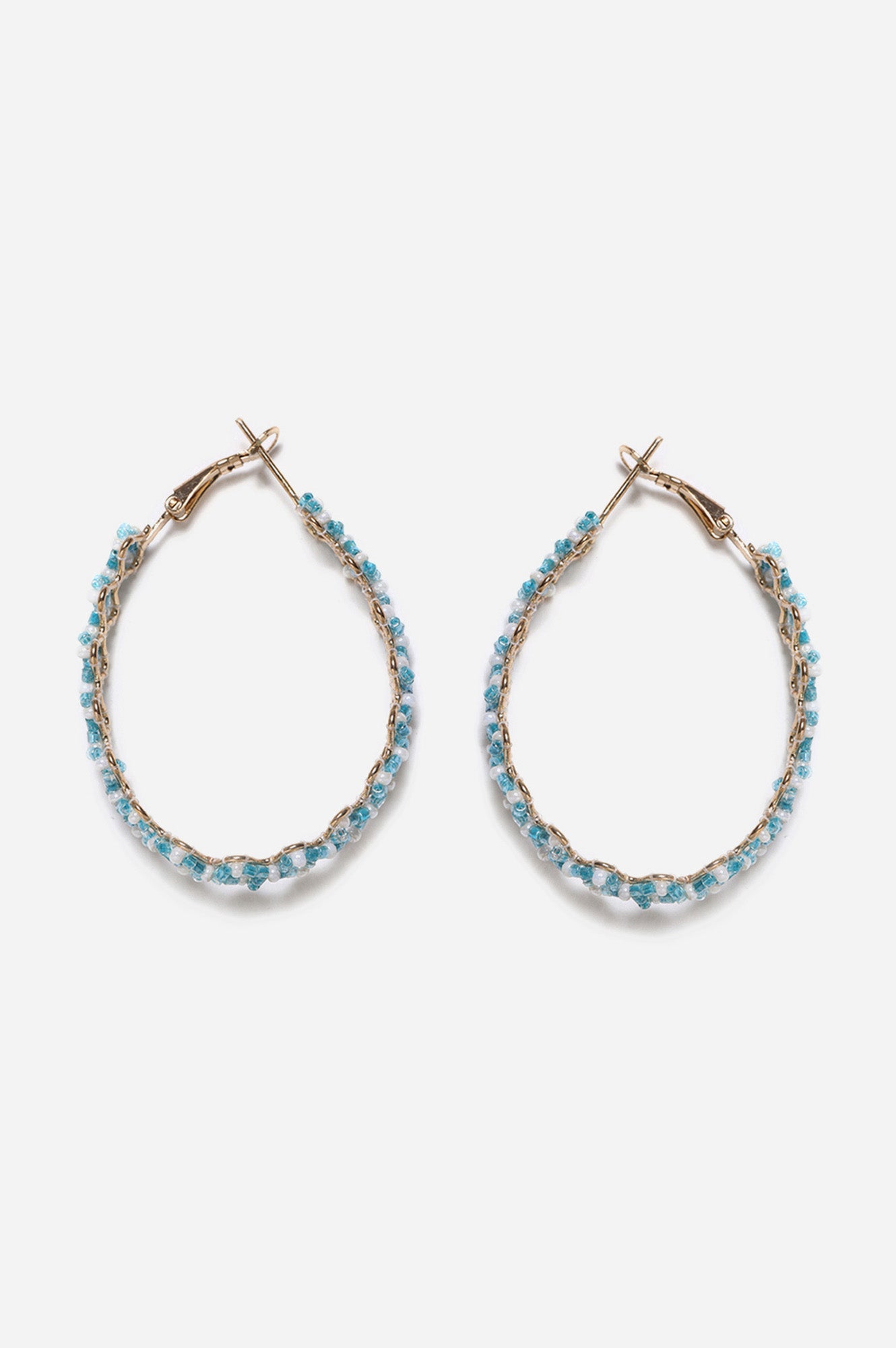 Blue and White Handcrafted Hoop Earrings