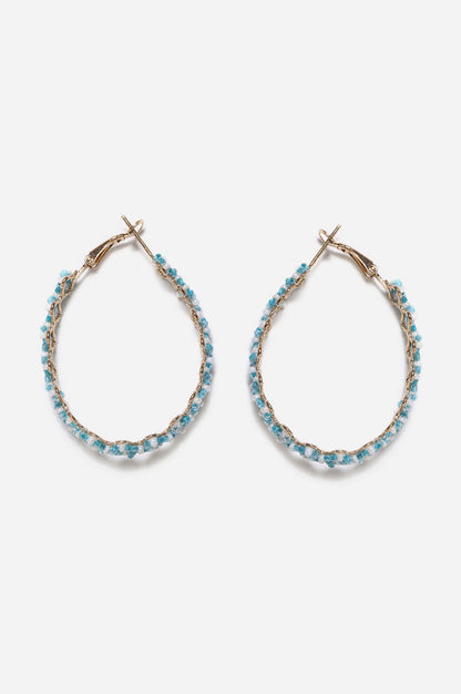 Blue and White Handcrafted Hoop Earrings