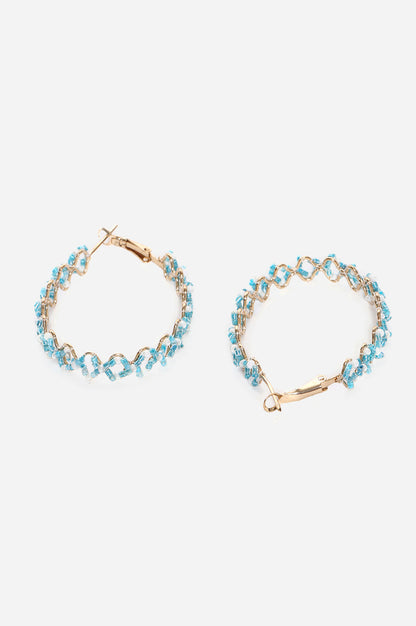 Blue and White Handcrafted Hoop Earrings