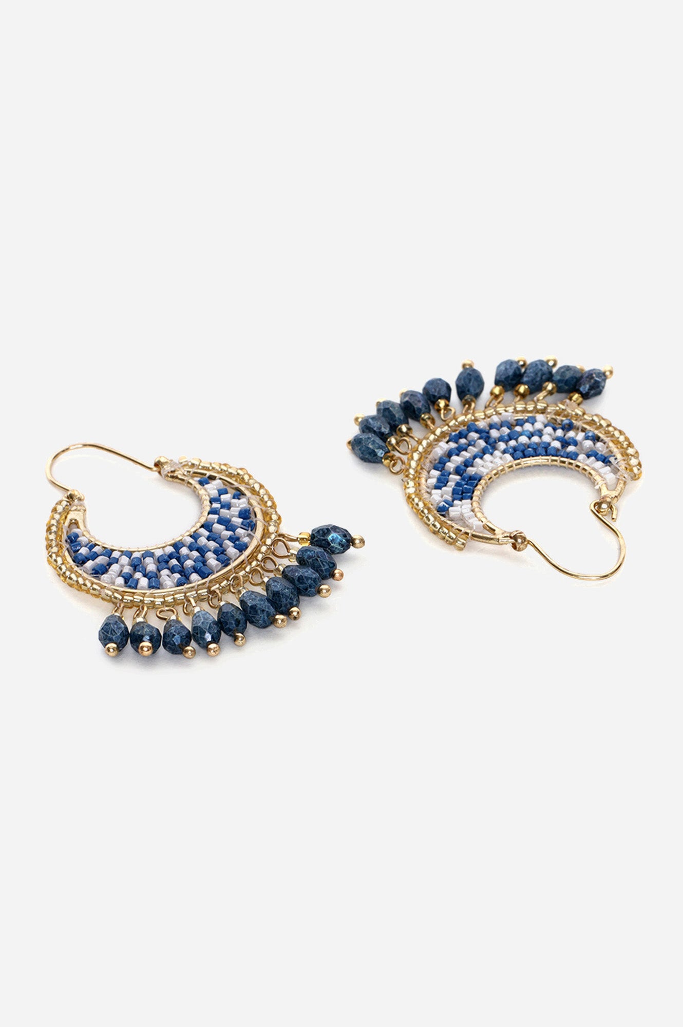 Blue and White Beaded Handcrafted Ethnic Earrings