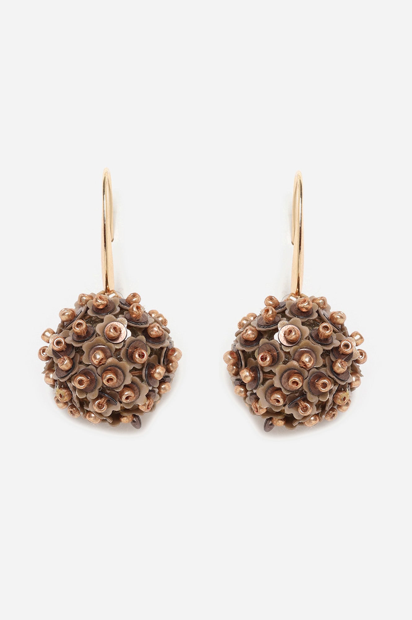 Gold Handcrafted Bead work Drop Earrings