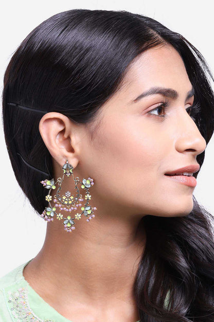 Multicoloured Monalisa Stone Studded Dangler Earrings