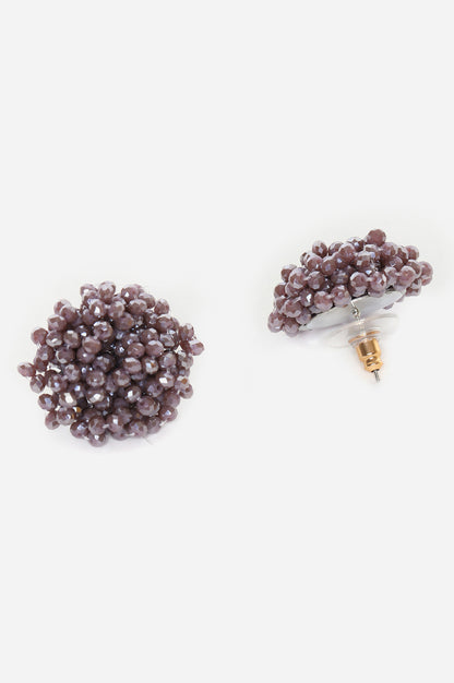 Lilac Bead Cluster Stud Earrings