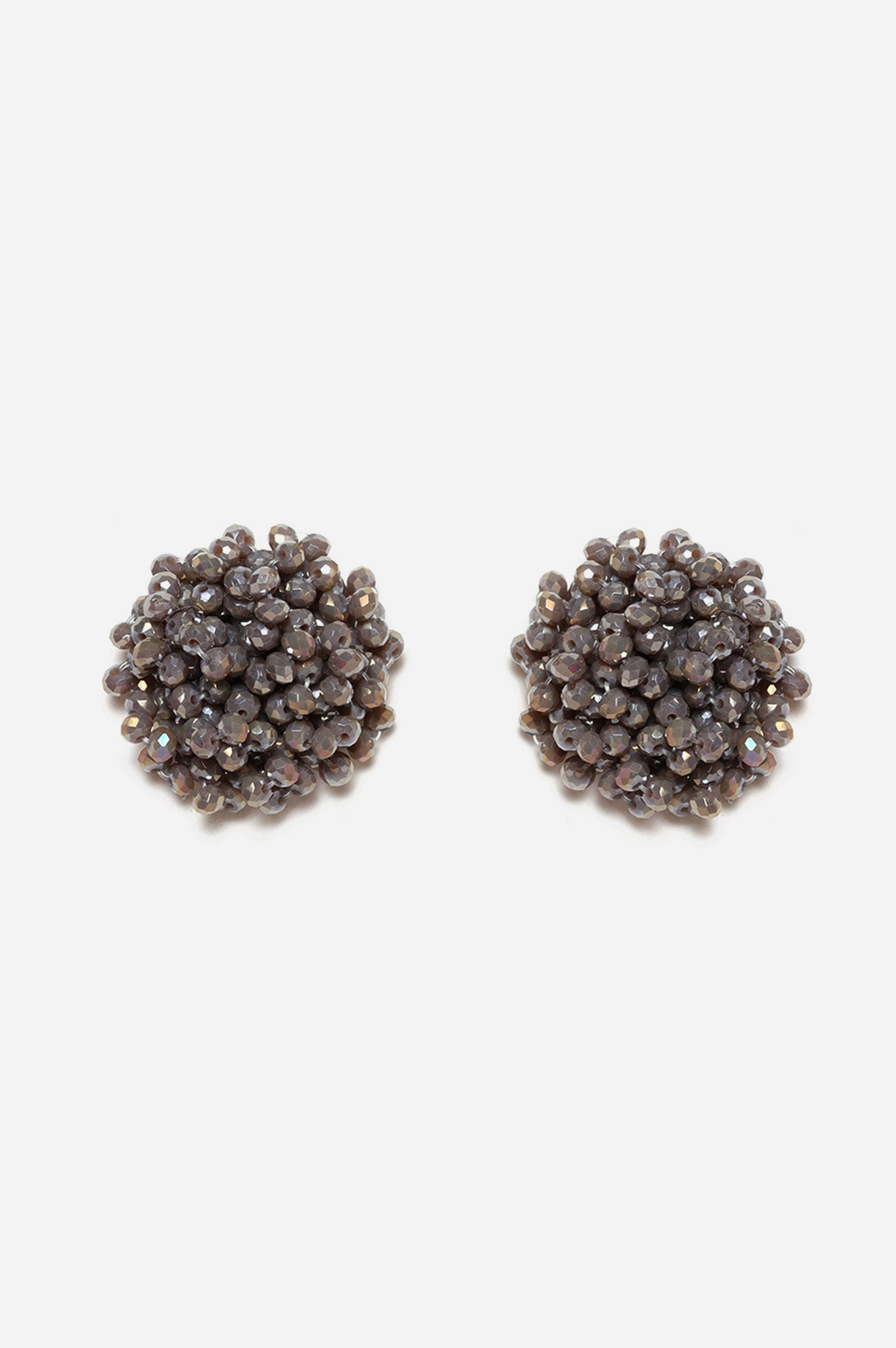 Grey Bead Cluster Stud Earrings