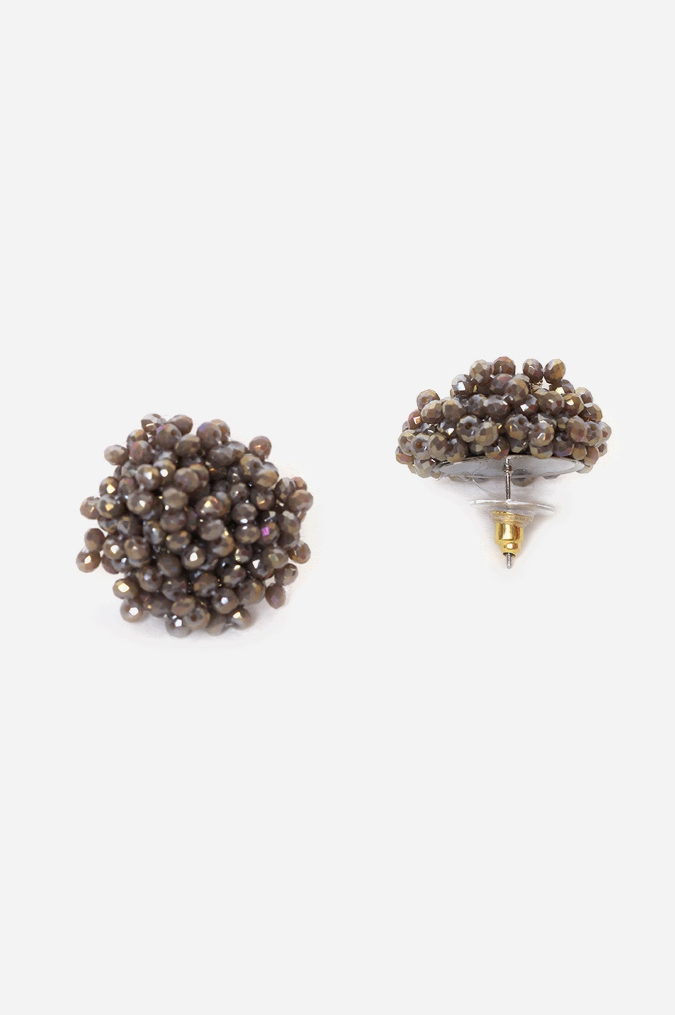 Grey Bead Cluster Stud Earrings