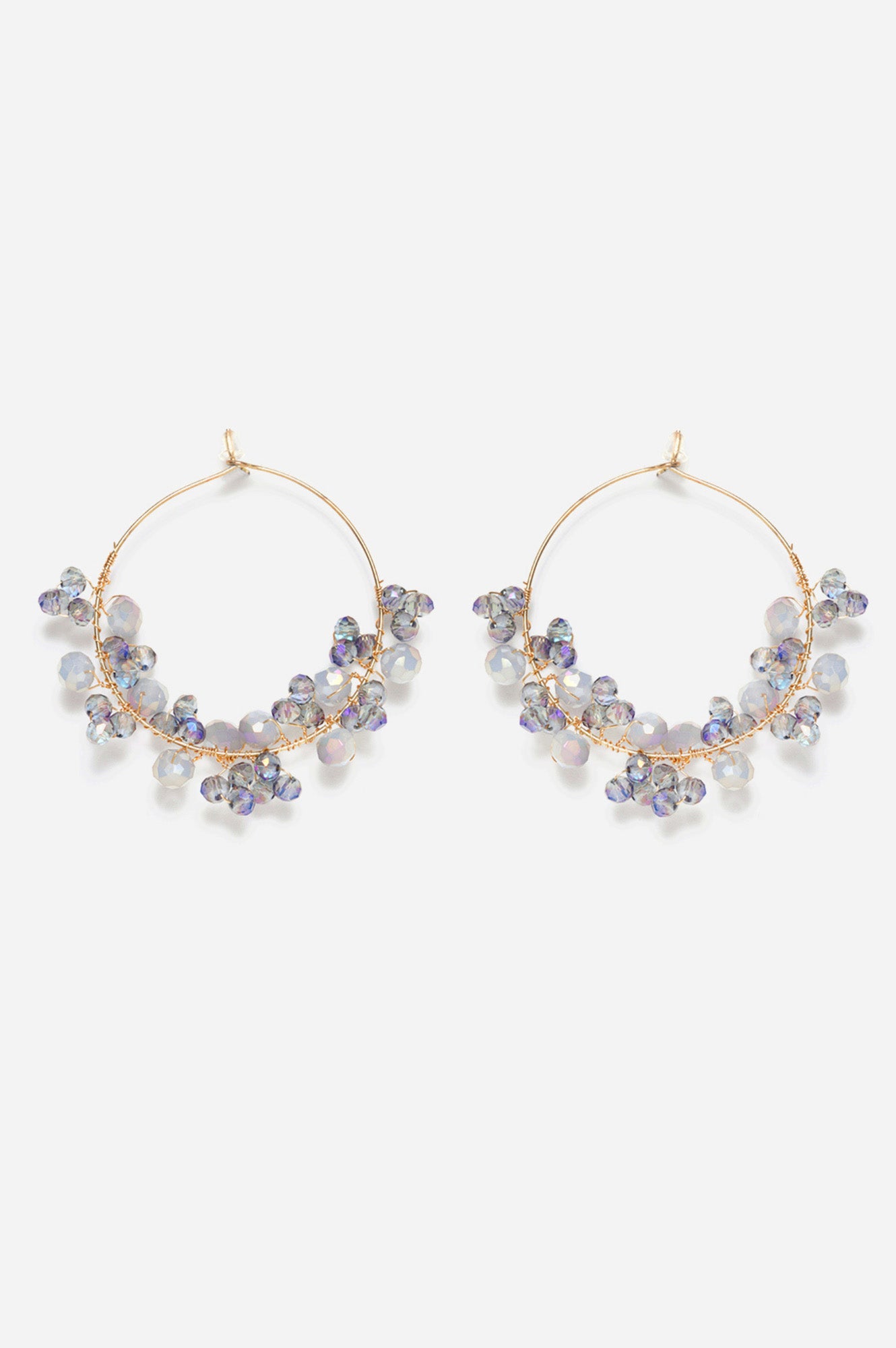 Lilac Crysal Bead work Hoop Earrings