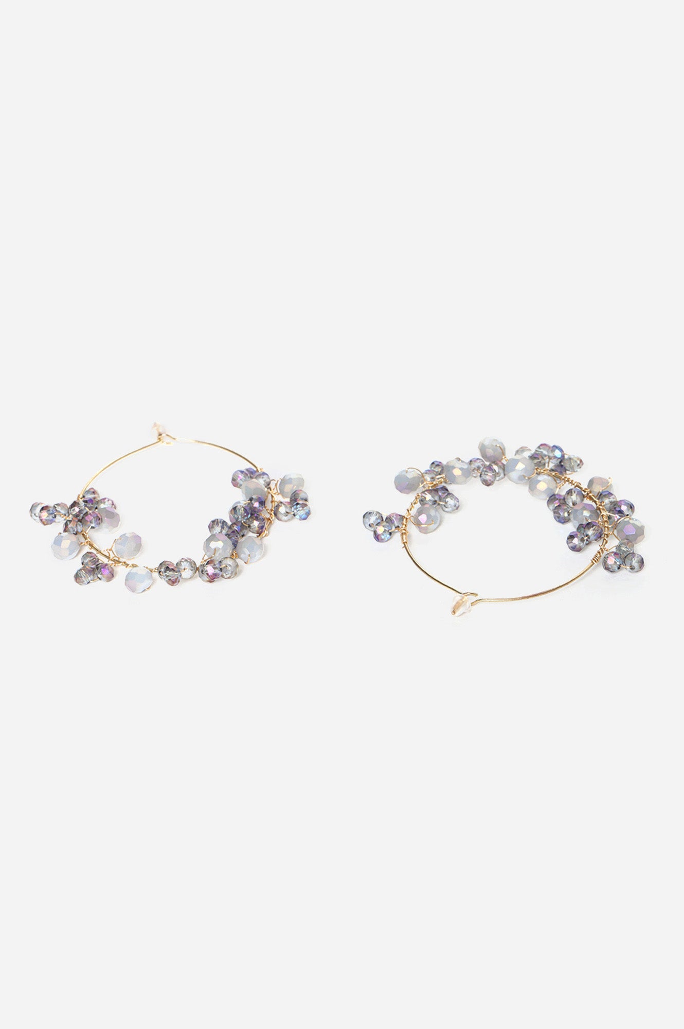 Lilac Crysal Bead work Hoop Earrings