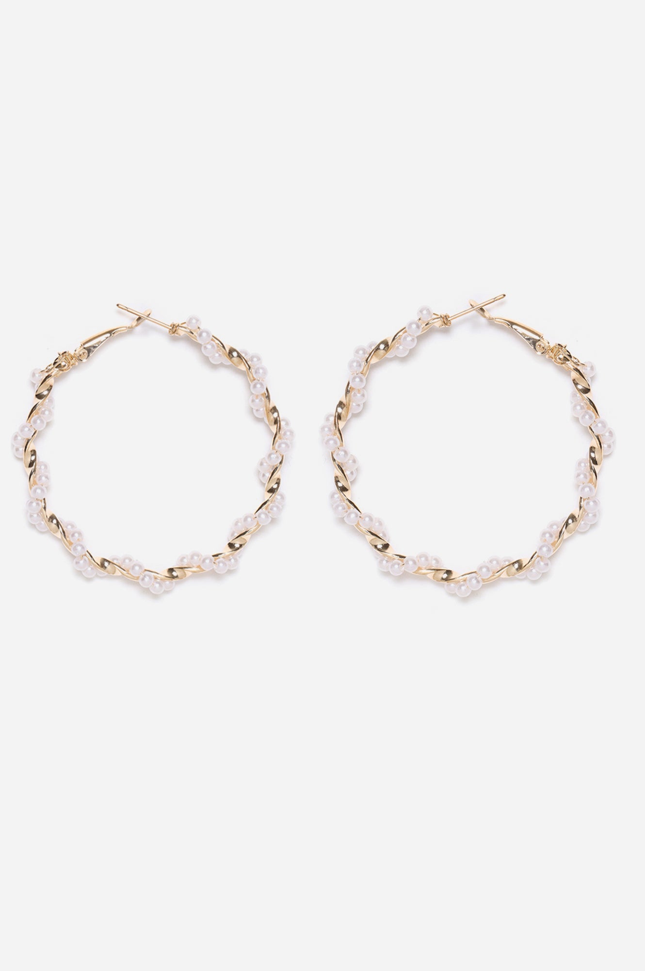 White Pearl Handcrafted Hoop Earrings