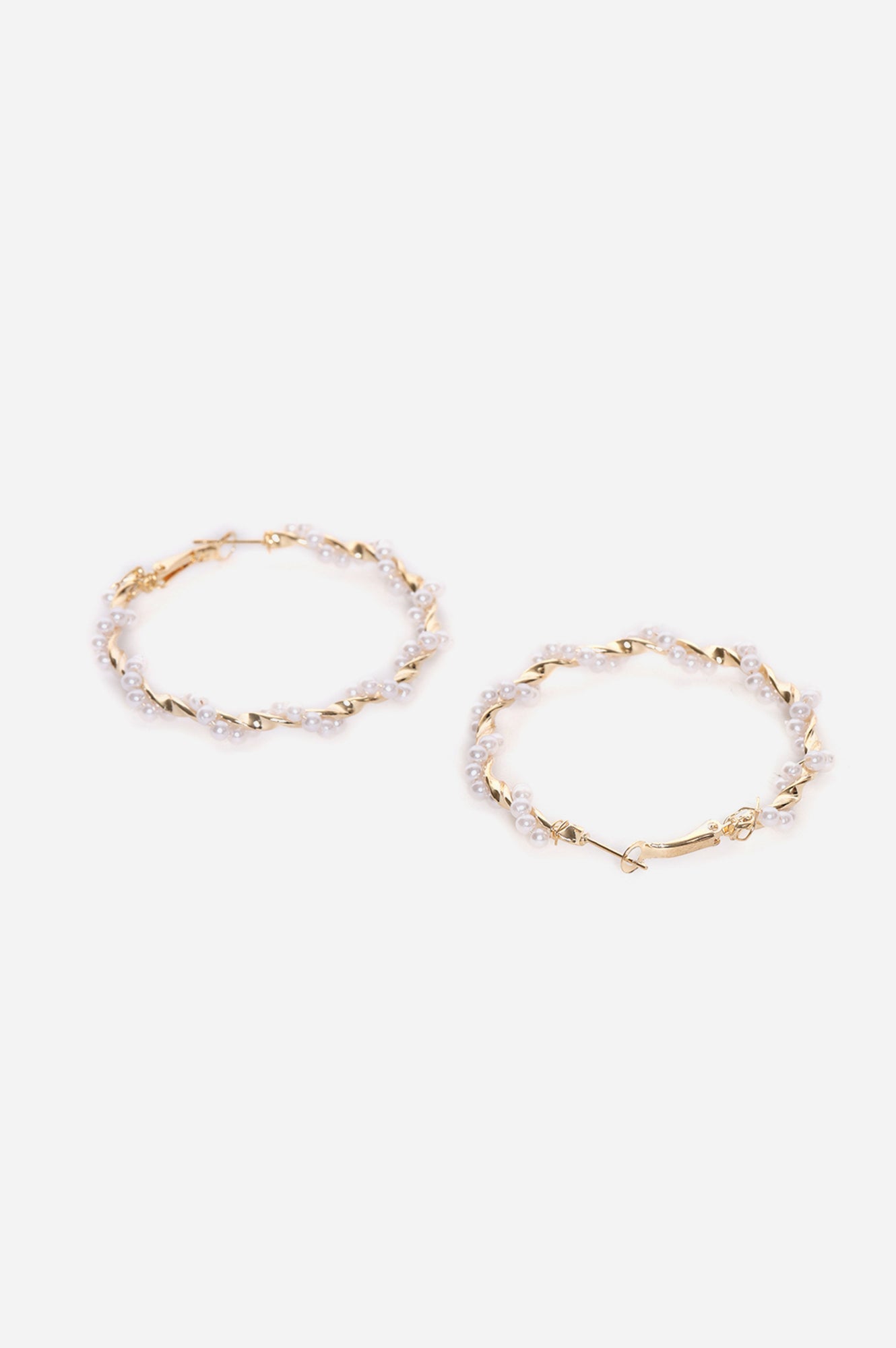 White Pearl Handcrafted Hoop Earrings