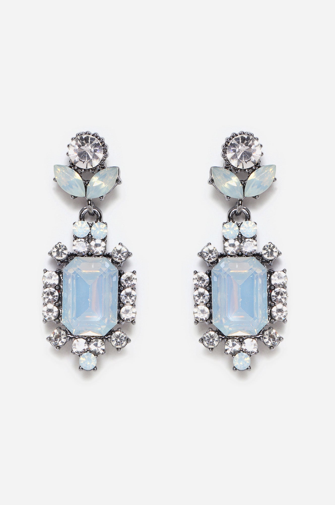 Blue Zircon Dazzling Stop Studded Drop Earrings