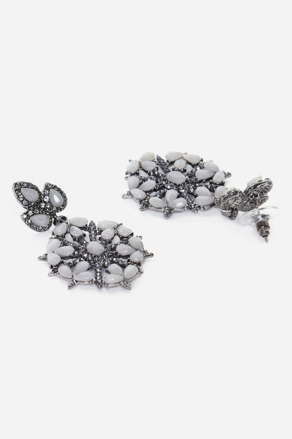 Grey Stones Handmade Drop Earrings