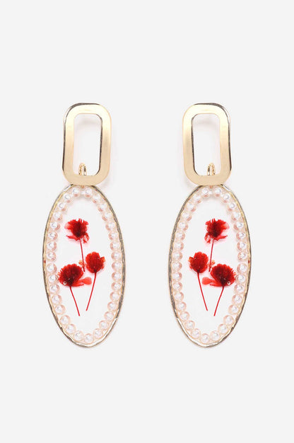 Red Spring Flower Summer Drop Earrings