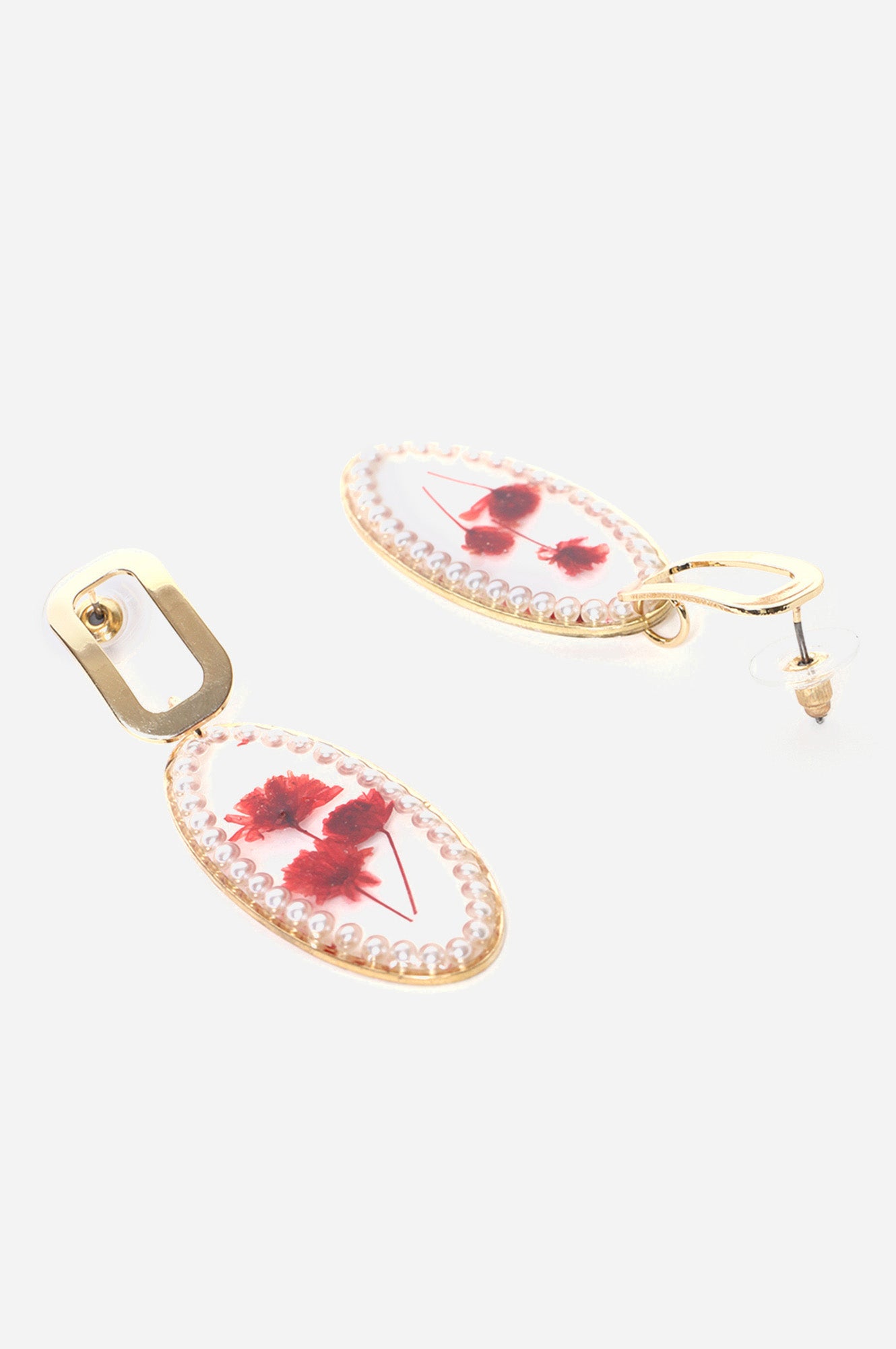 Red Spring Flower Summer Drop Earrings