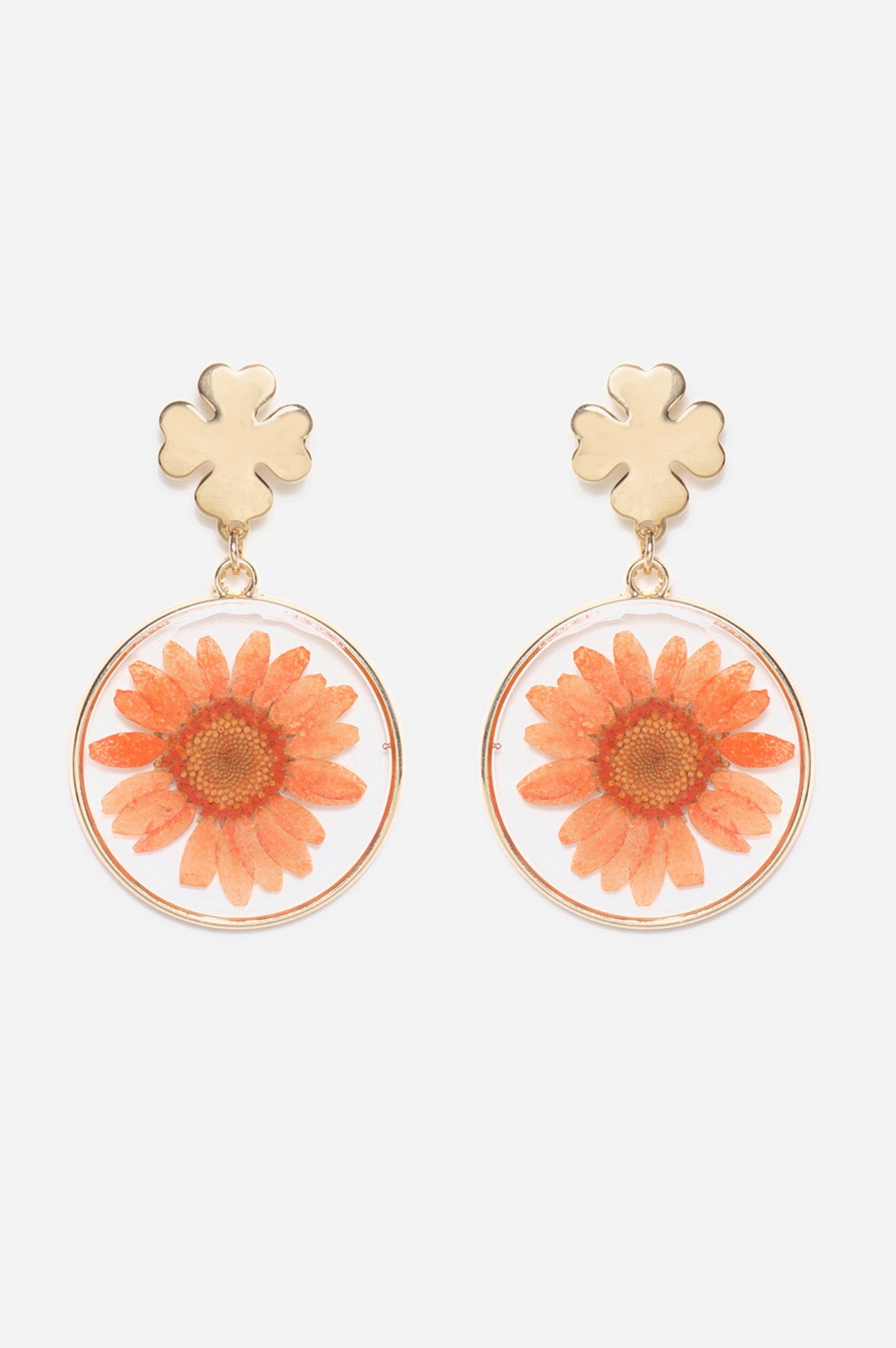 Orange Spring Flower Summer Drop Earrings