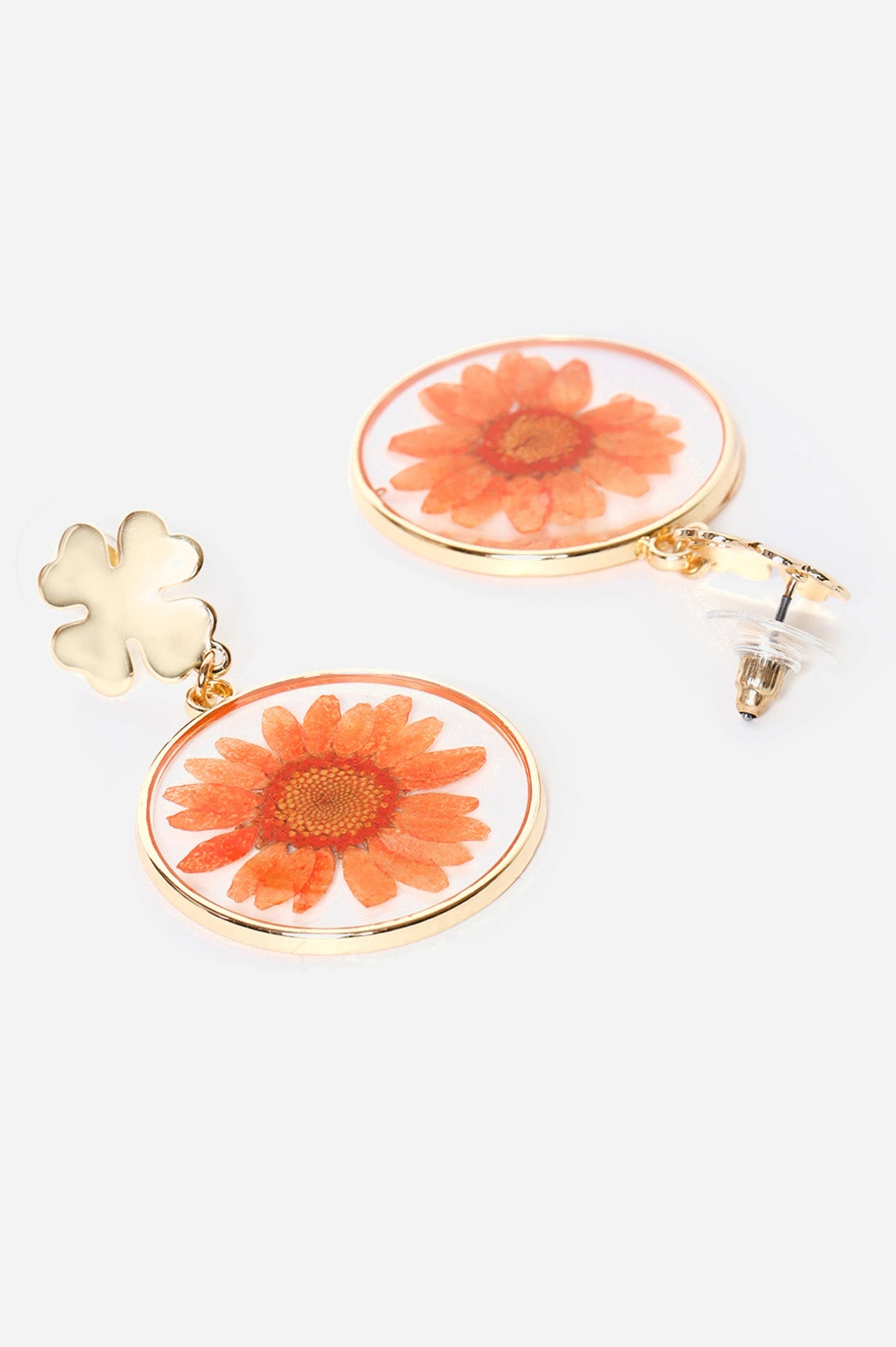 Orange Spring Flower Summer Drop Earrings