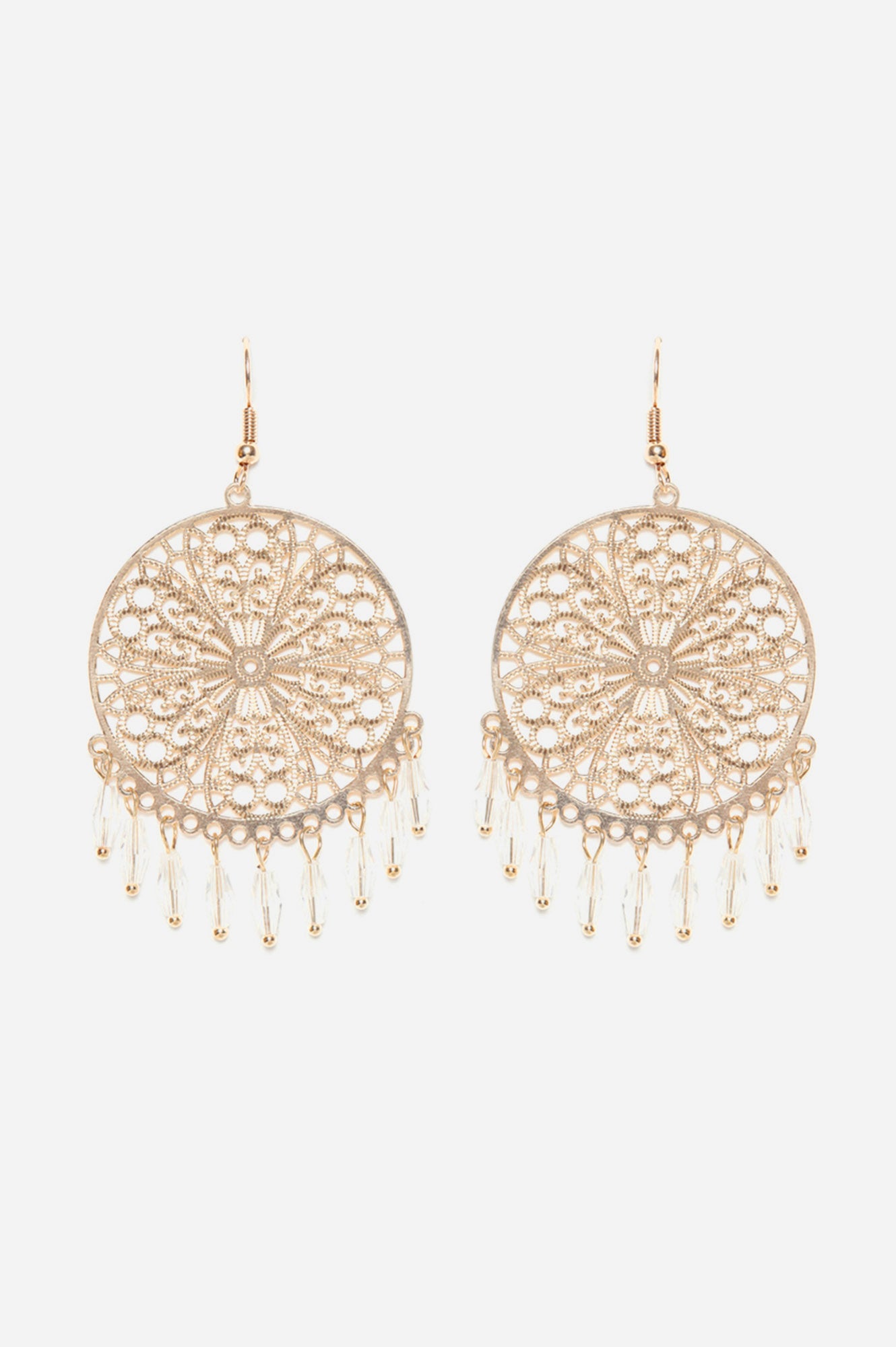 Clear Crystal Bead Work Dangler Earrings