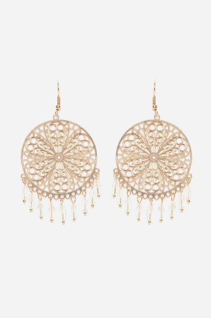 Clear Crystal Bead Work Dangler Earrings