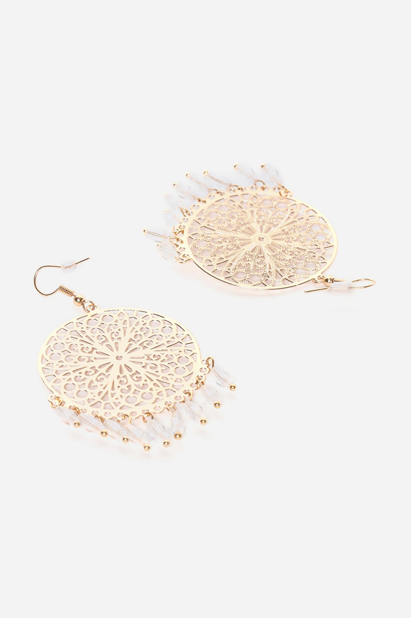 Clear Crystal Bead Work Dangler Earrings