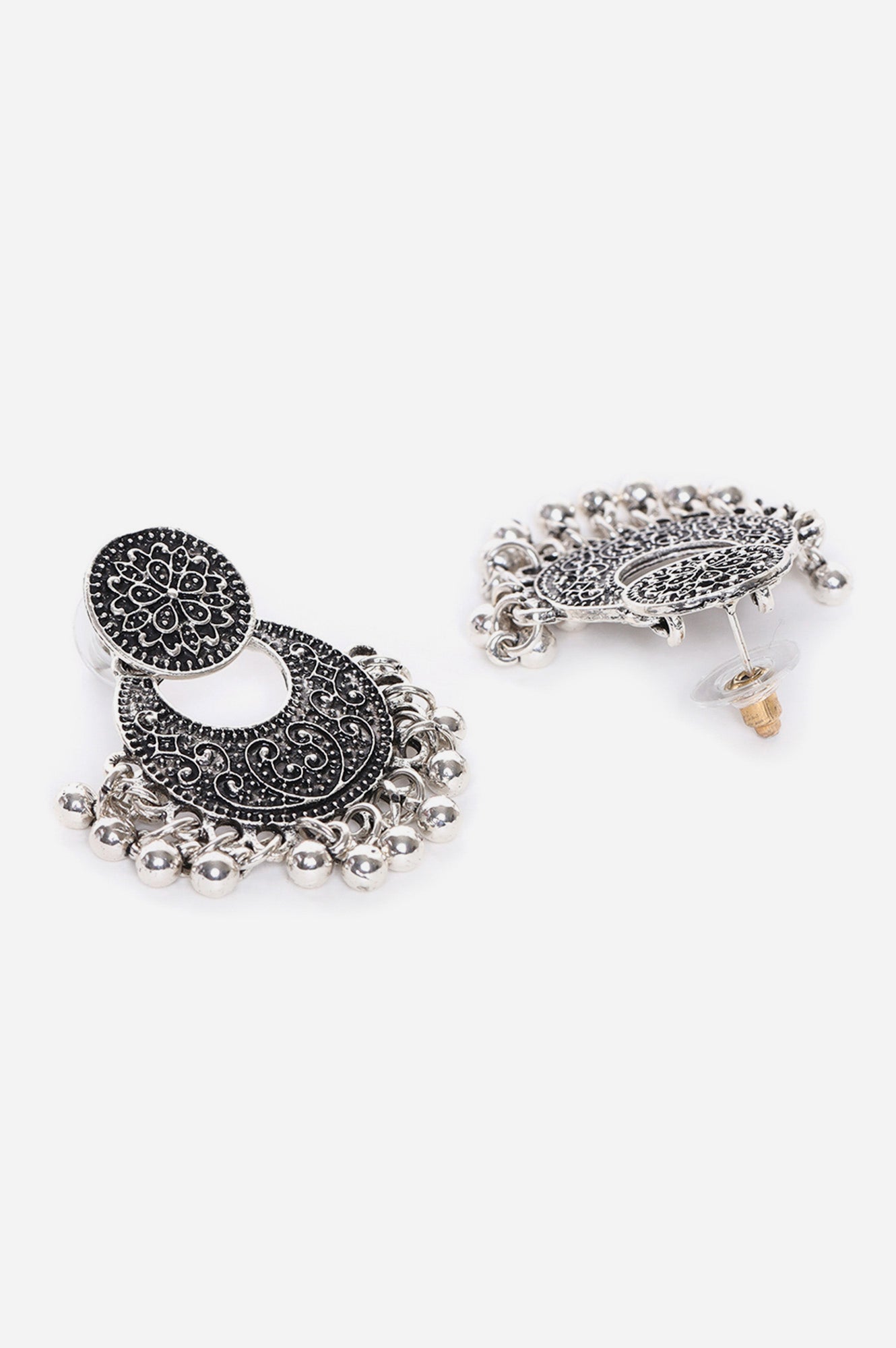 Silver Oxidised Dangler Earrings