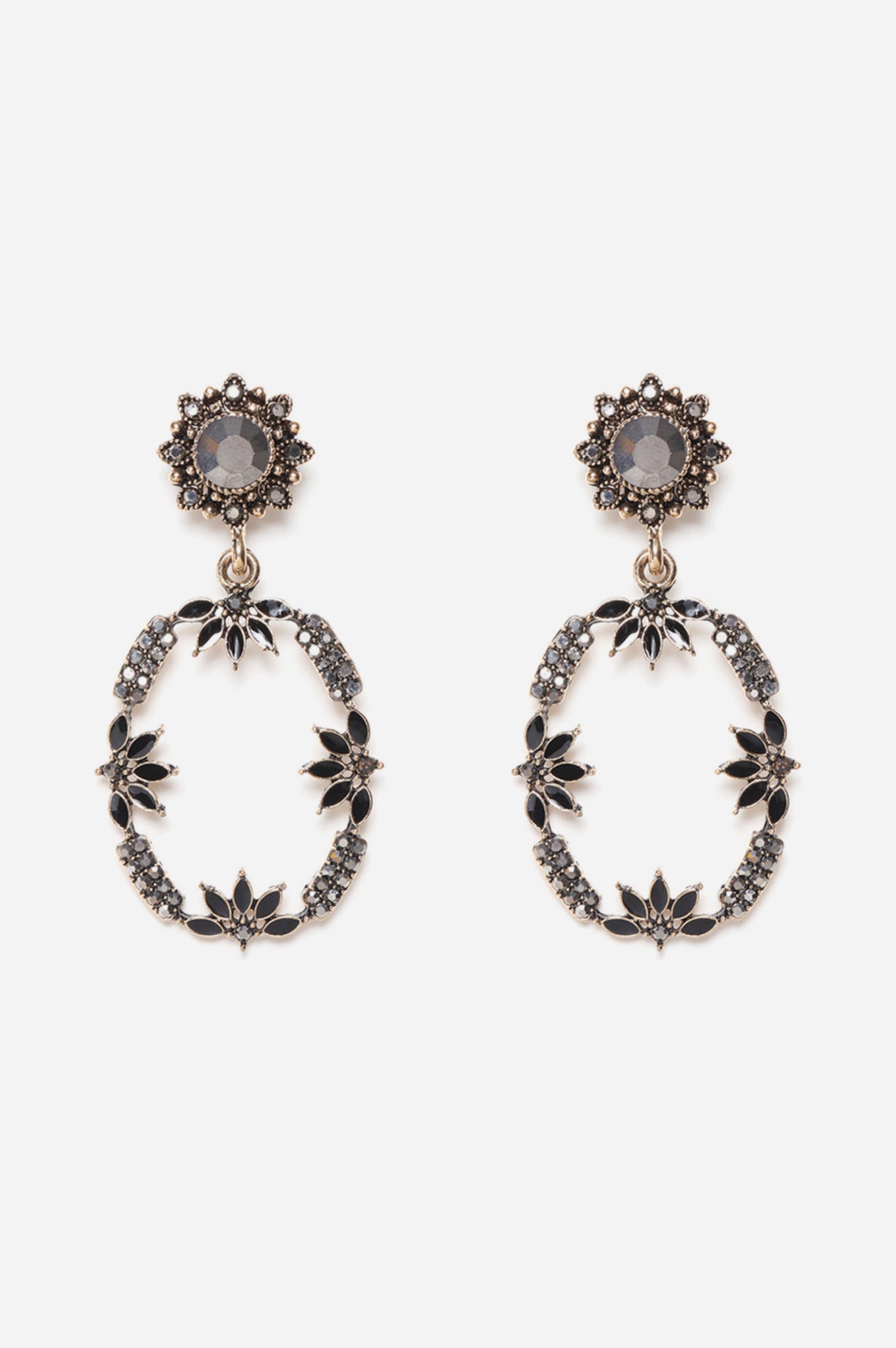 Luminous Black Crystal Handcrafted Dangler Earrings