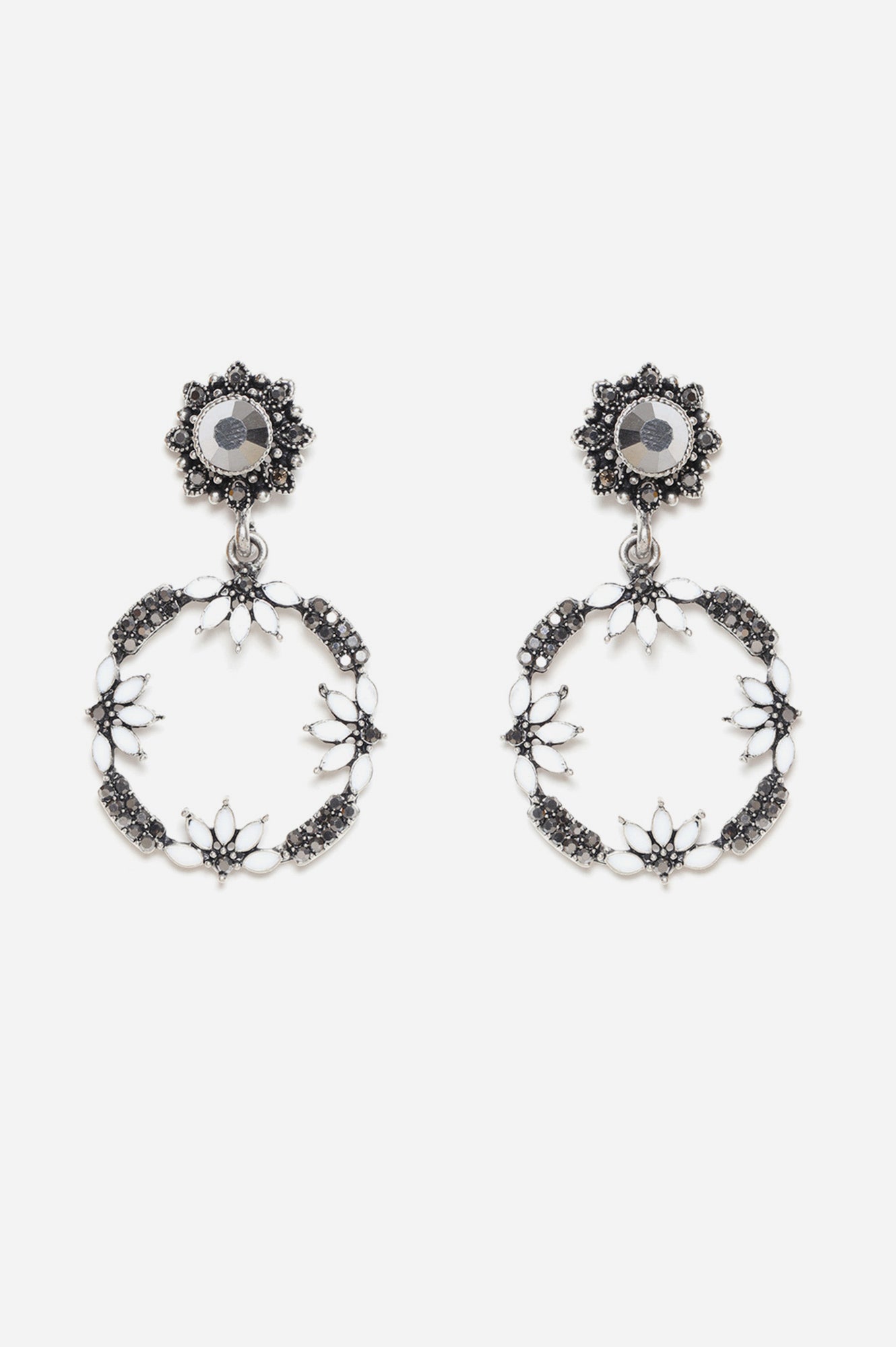 Luminous White Crystal Handcrafted Dangler Earrings