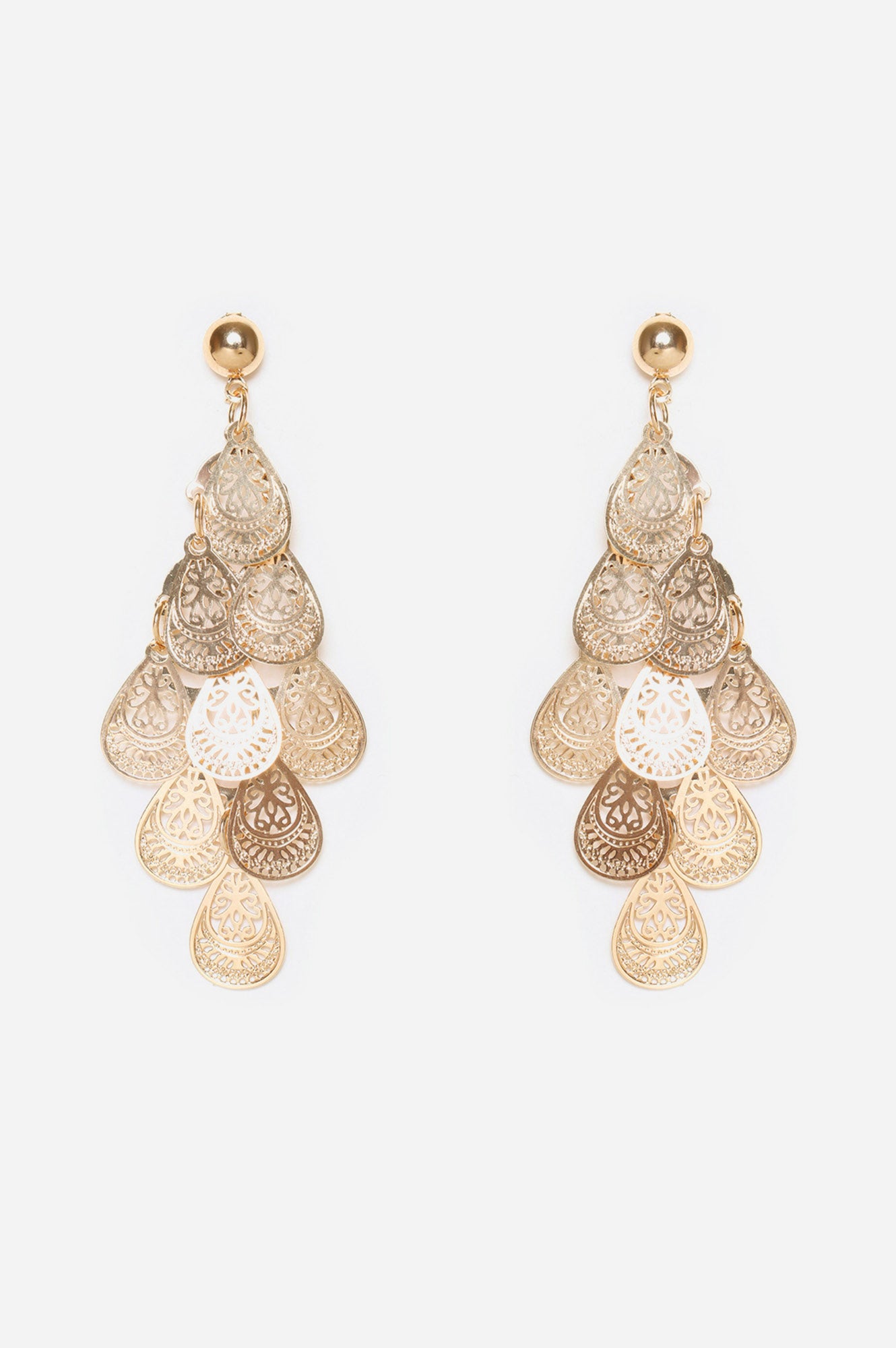 Gold Filigree Glossy Finish Dangler Earrings