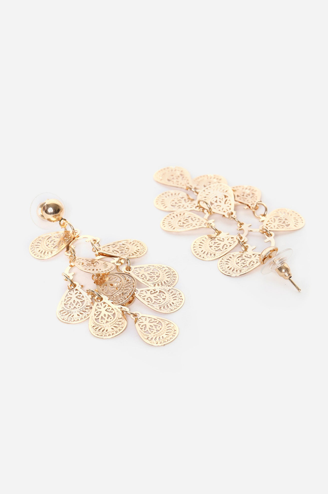 Gold Filigree Glossy Finish Dangler Earrings