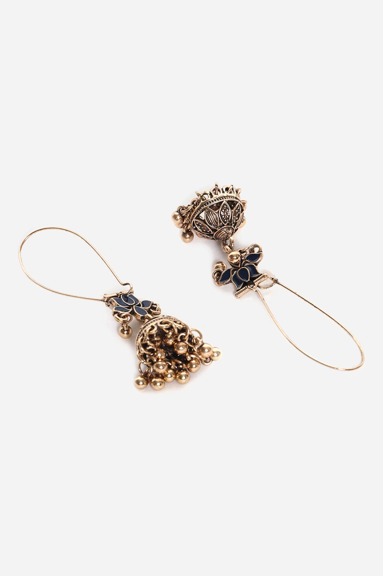 Blue Lotus Shaped with Filigree work Jhumkis