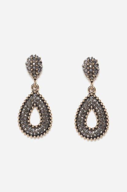 Black and Gold Zircon Drop Earrings