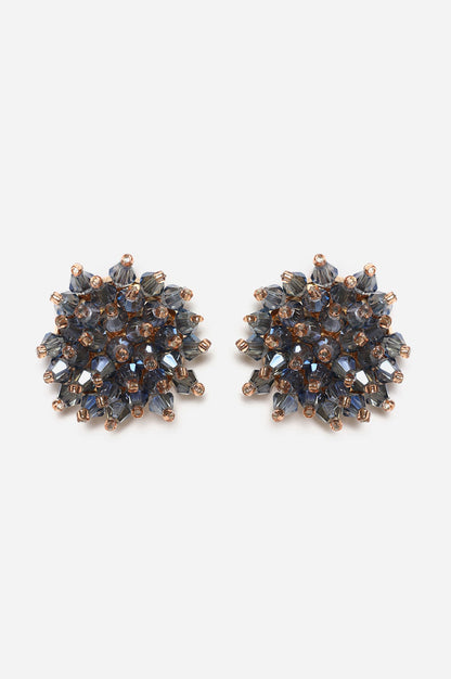 Blue Crystal Clustered Bead work Stud Earrings