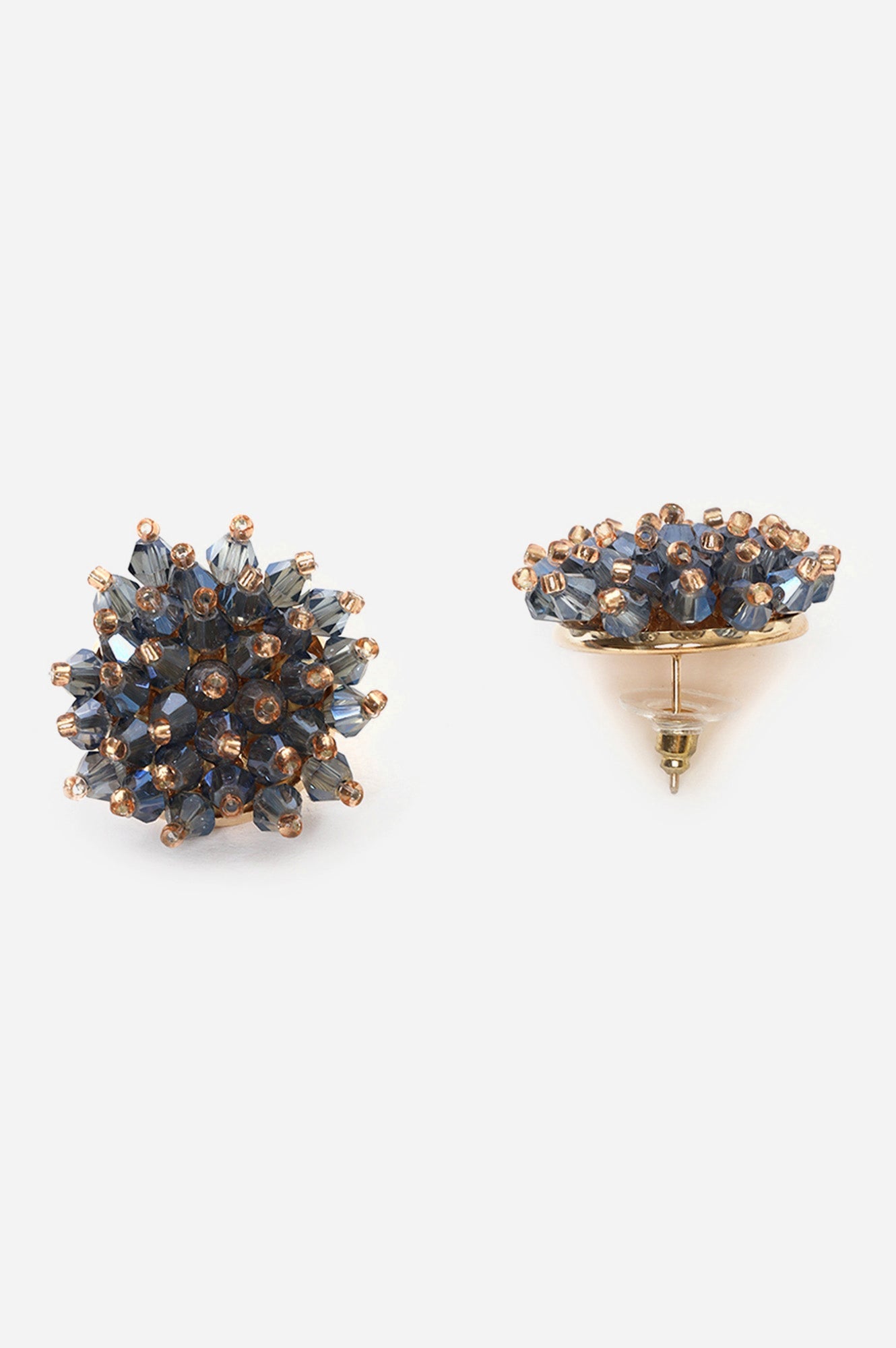 Blue Crystal Clustered Bead work Stud Earrings