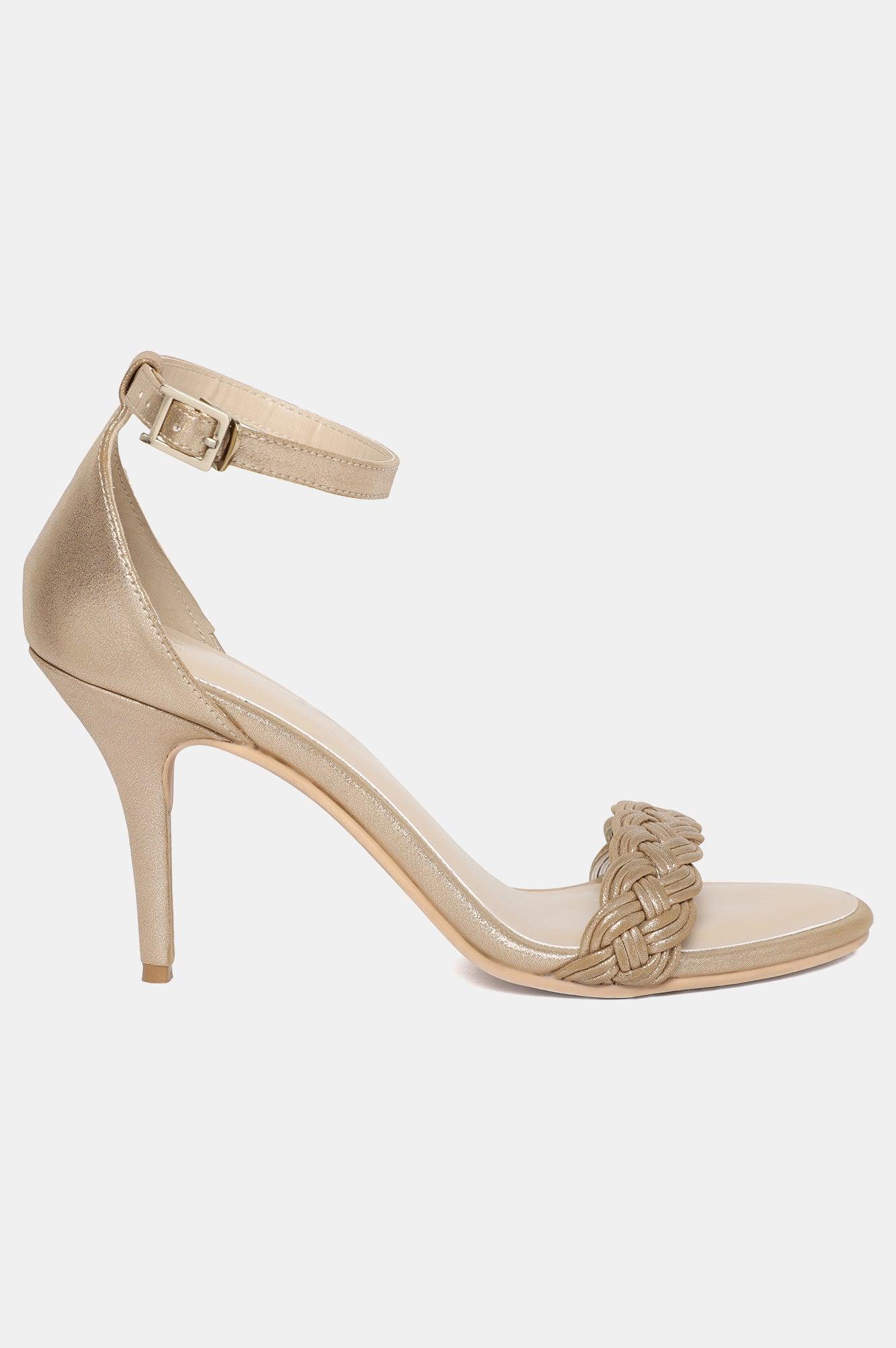 W Gold Whole Foot Woven Design Almond Toe Stiletto-Wbethany - wforwoman