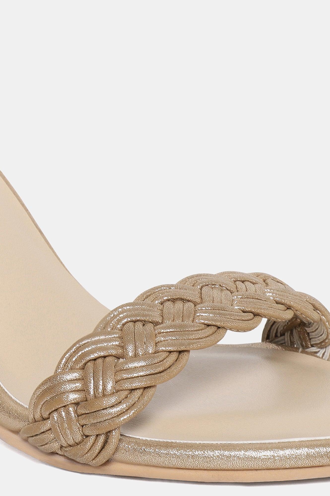 W Gold Whole Foot Woven Design Almond Toe Stiletto-Wbethany - wforwoman