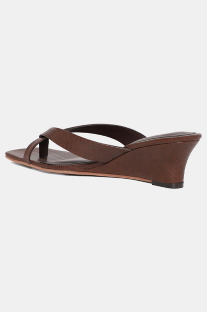 W Brown Whole Foot Textured Square Toe Wedge-Wheaven - wforwoman