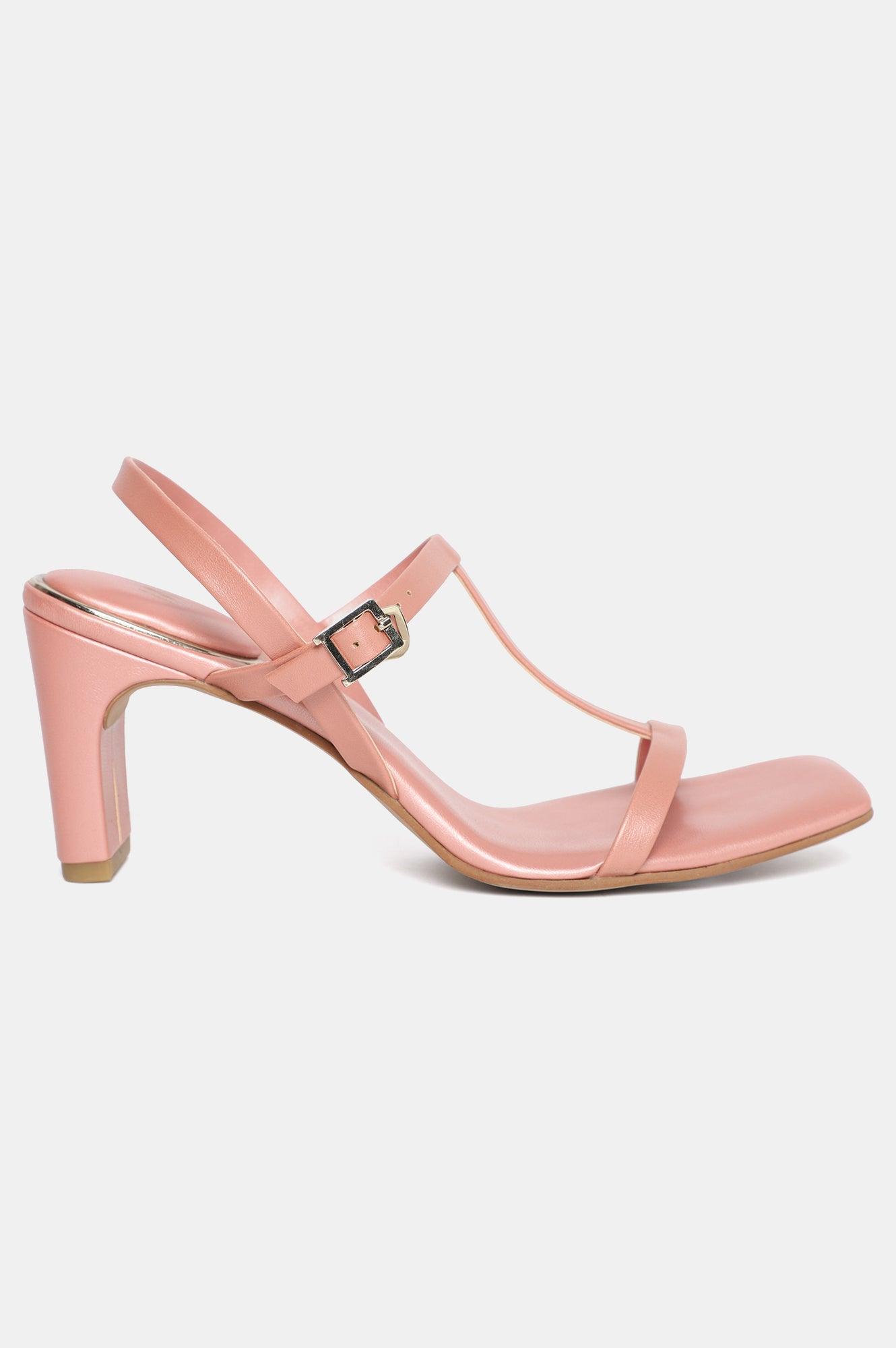 W Rose Gold Whole Foot Solid Square Toe Block Heel-Wceleste - wforwoman