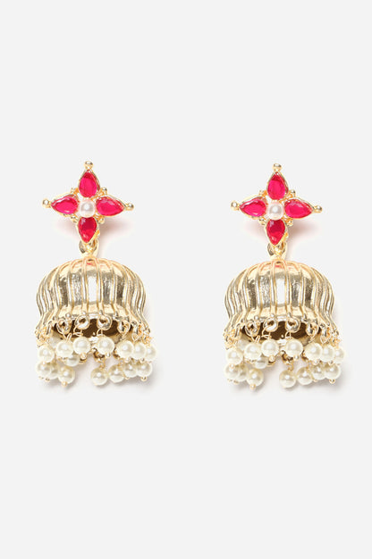 Ruby Red Stone Studded Jaipur Domes Jhumkis