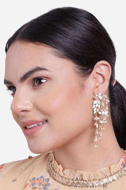 White Mirror work Festive Bird Dangler Earrings