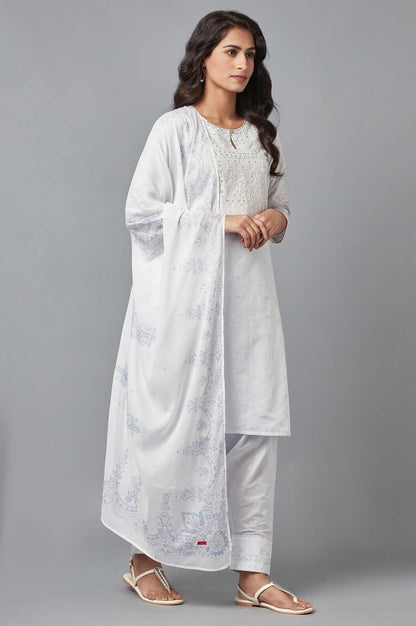 Light Blue Embroidered kurta with Salwar and Dupatta - wforwoman
