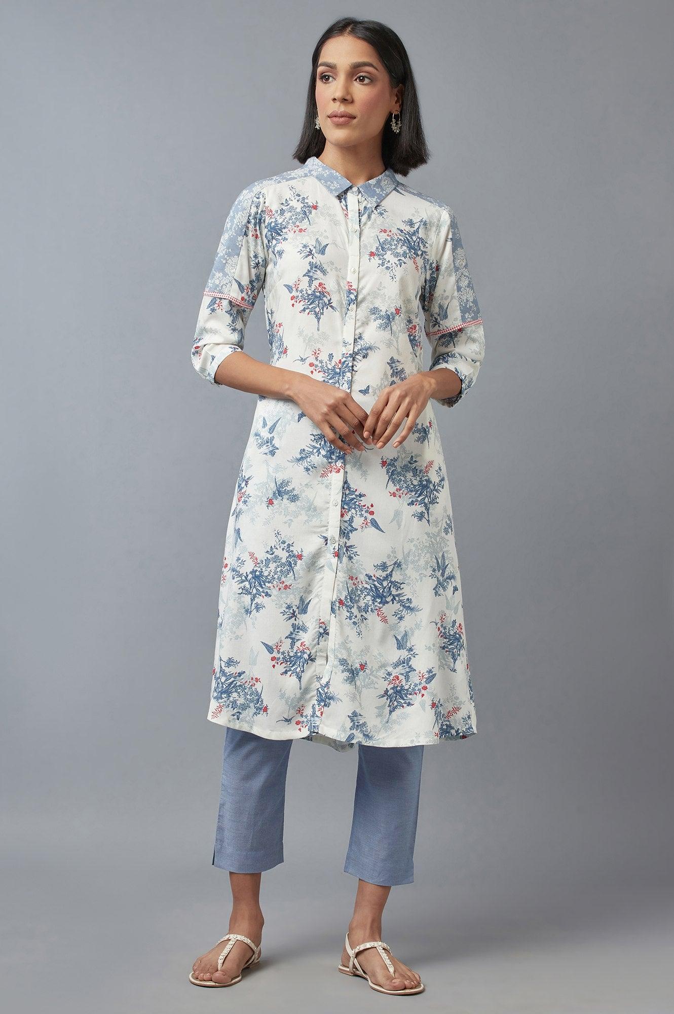 Bright White Floral Printed Dress &amp; Pants Set - wforwoman