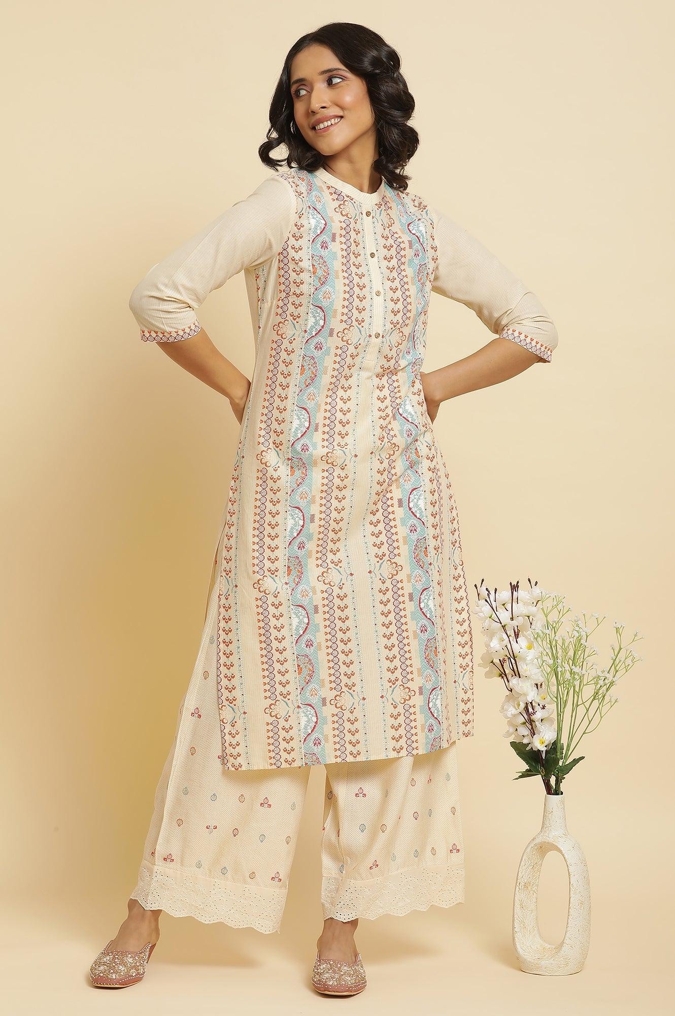 Multi-Coloured Kurta &amp; Parallel Pants Set - wforwoman