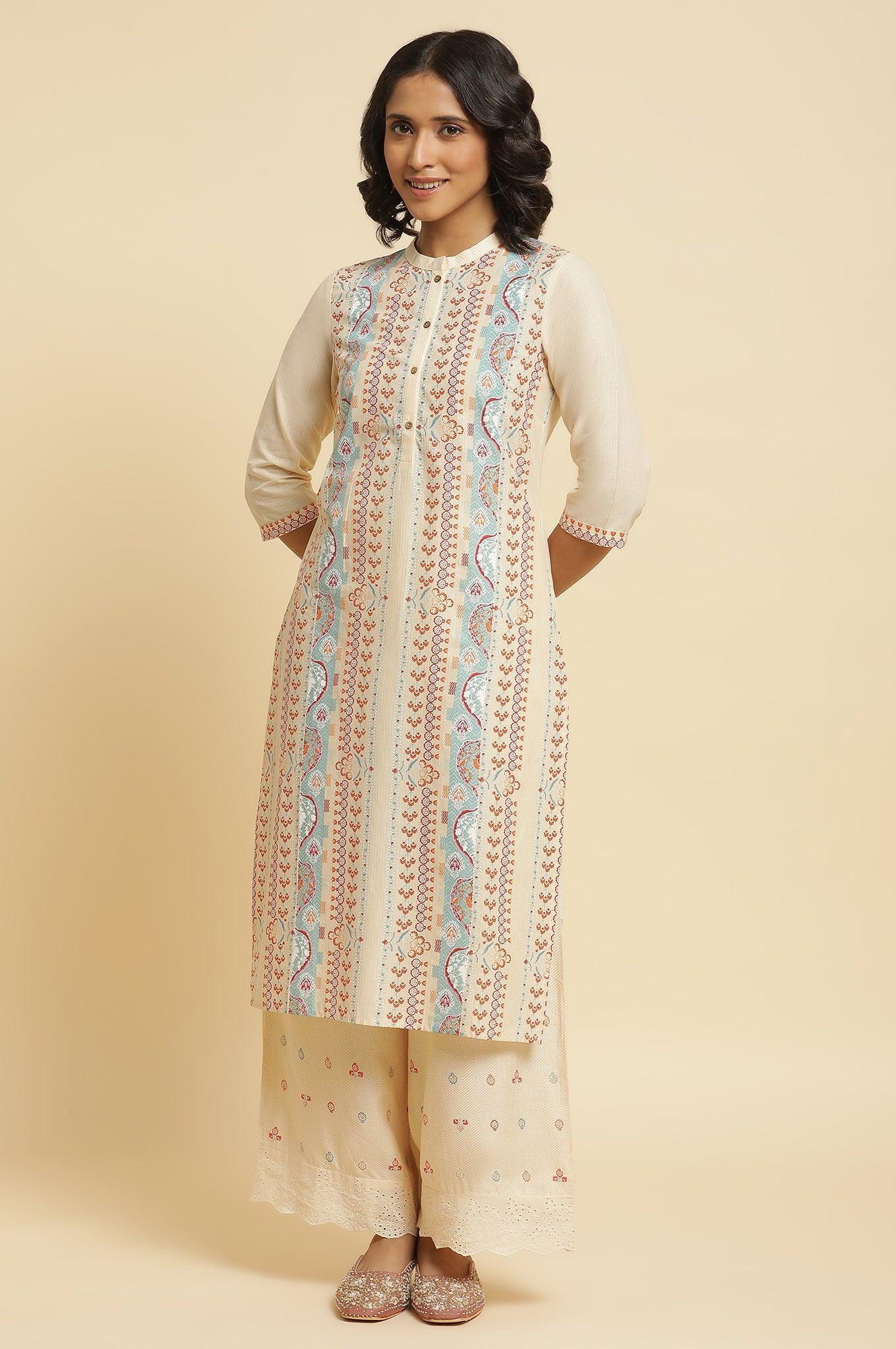 Multi-Coloured Kurta &amp; Parallel Pants Set - wforwoman