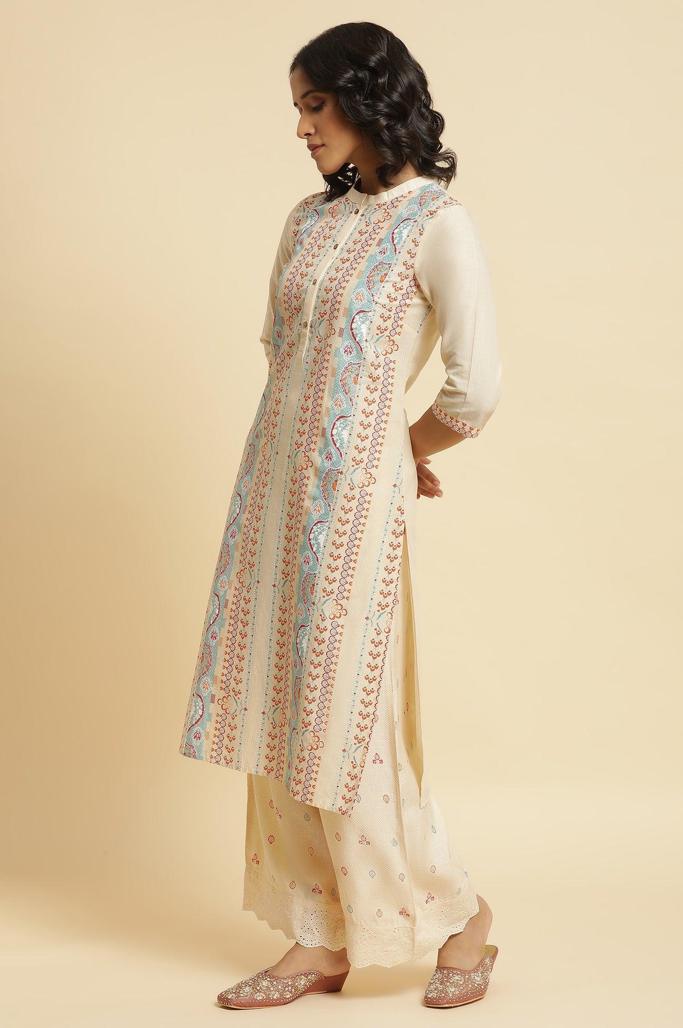 Multi-Coloured Kurta &amp; Parallel Pants Set - wforwoman