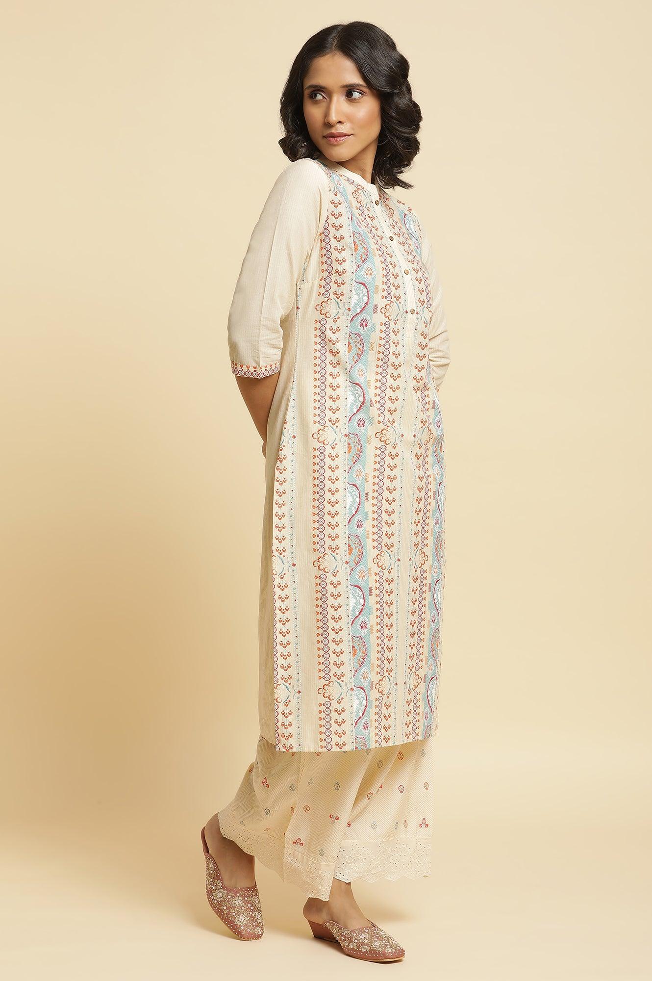 Multi-Coloured Kurta &amp; Parallel Pants Set - wforwoman