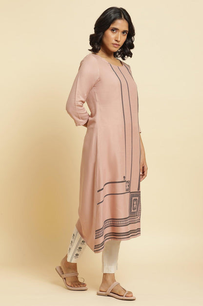 Pink Printed Kurta, Pants &amp; Dupatta Set - wforwoman