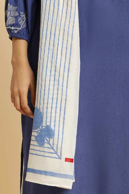 Blue Embroidered Kurta, Parallel Pants &amp; Dupatta Set