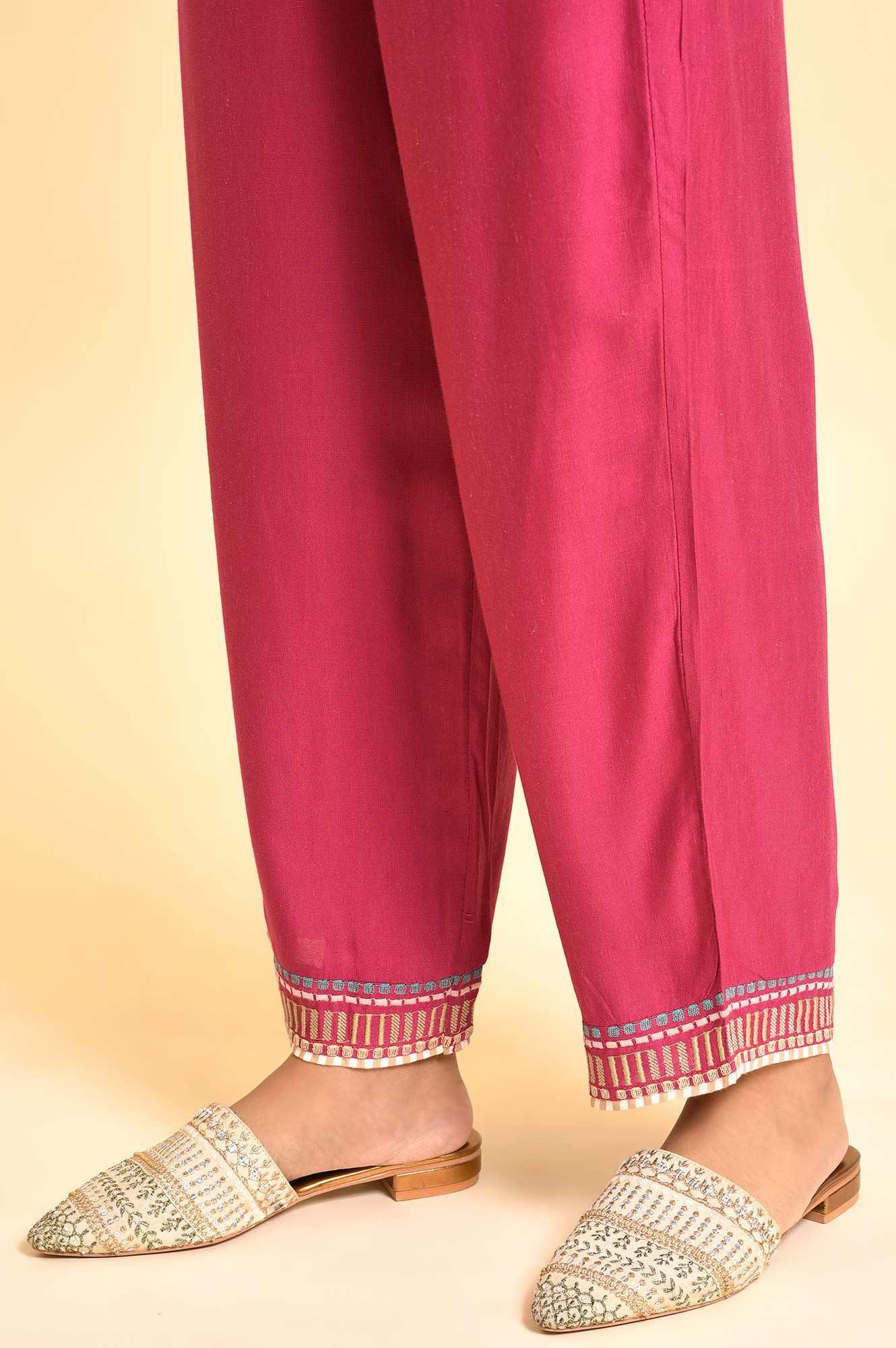 Light Pink Dobby Kurta, Pants And Dupatta Set - wforwoman