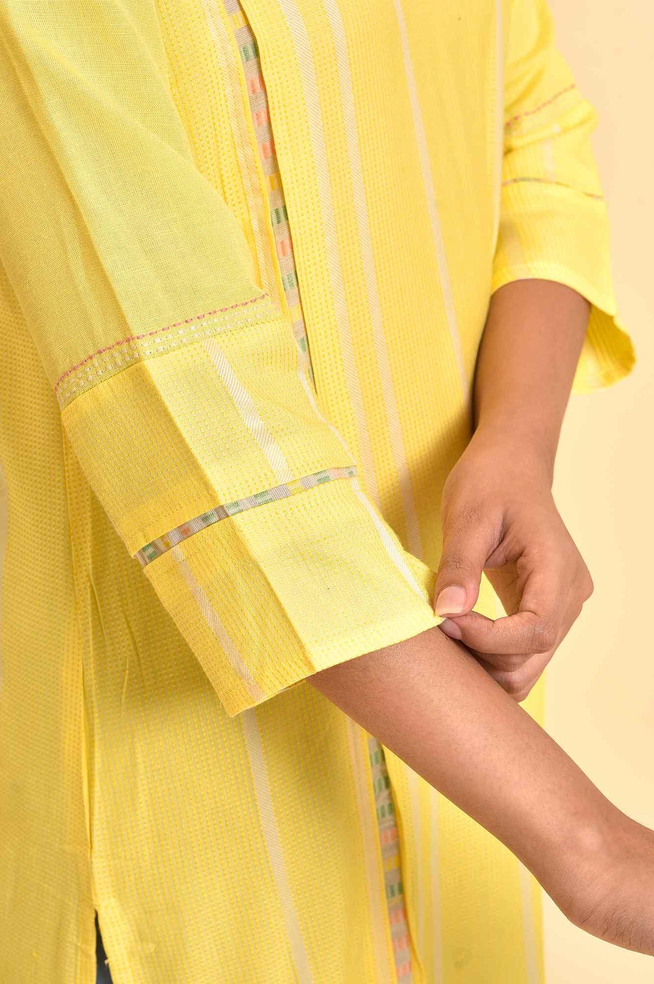 Yellow Casual Kurta, Pants And Dupatta Set - wforwoman