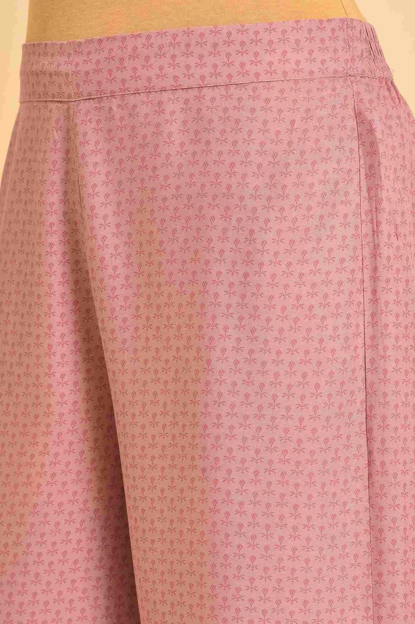 Pink Printed Straight Kurta And Parallel Pants Set - wforwoman