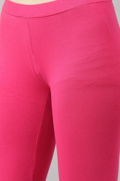 Dark Pink Asymmetrical Hemline kurta With Tights - wforwoman